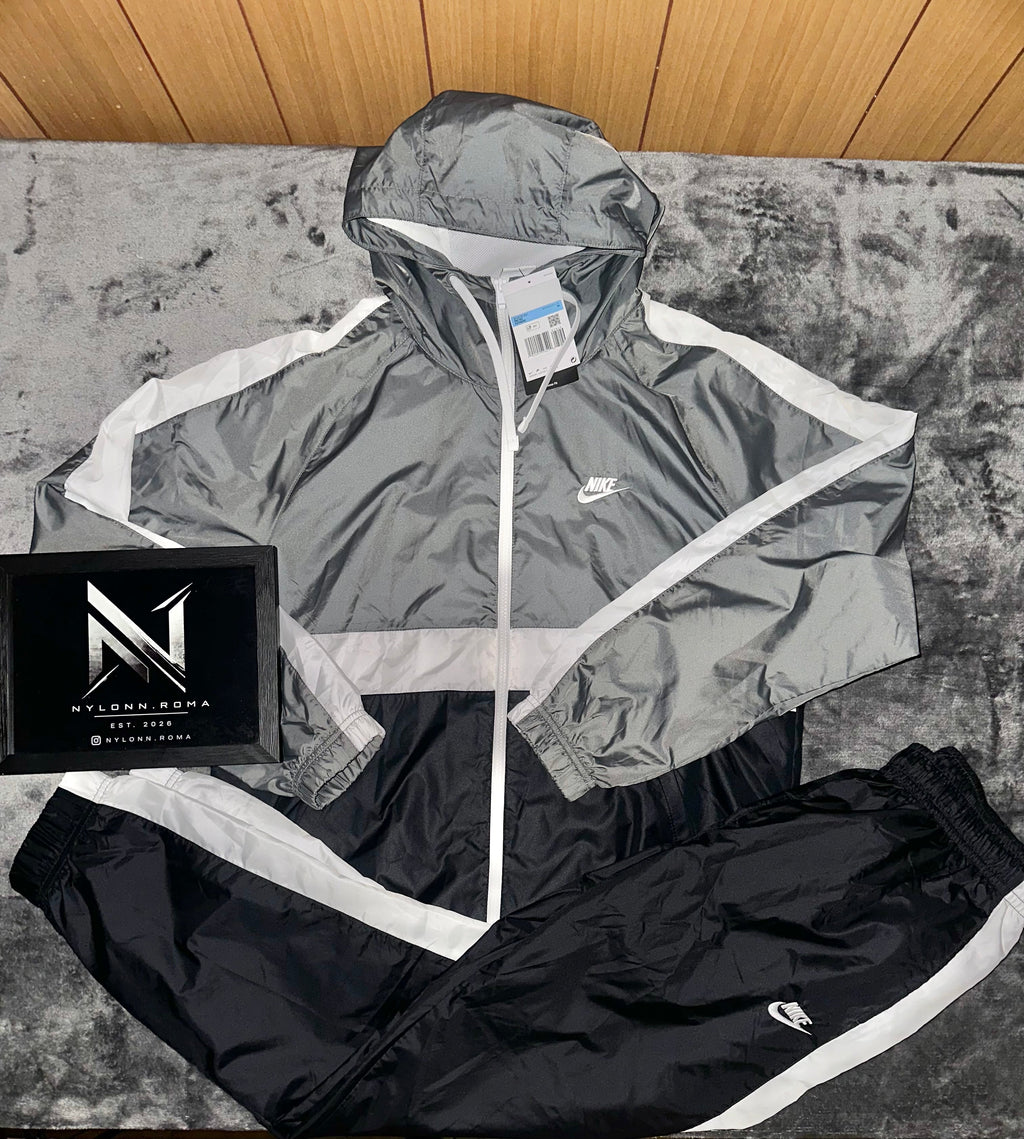 TRACKSUIT NYLON NIKE KING KONG CON BANDE • GRIGIO / NERO / BIANCO
