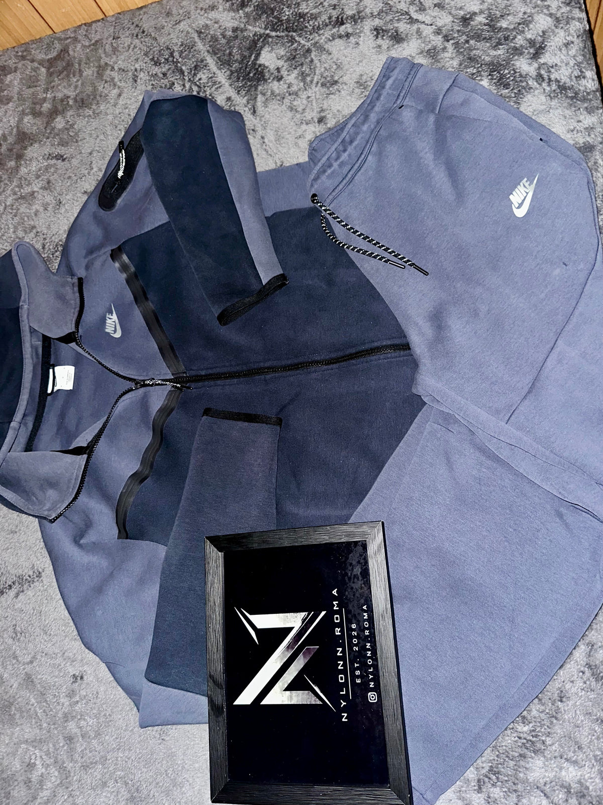 TRACKSUIT NIKE TECH NOTTE CON CAPPUCCIO • GRIGIO BLU / BLU NOTTE